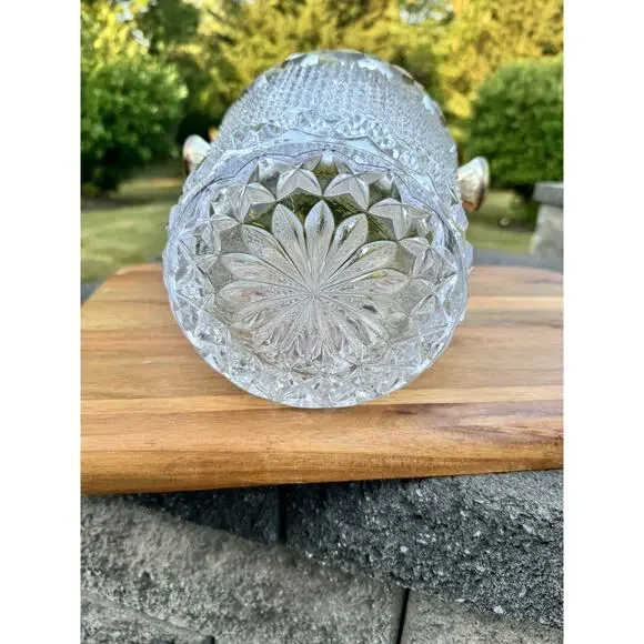 1950s VSL Art Deco Cut Crystal and Champagne Bucket Belgium 9.5” Heavy 9.6 Lb